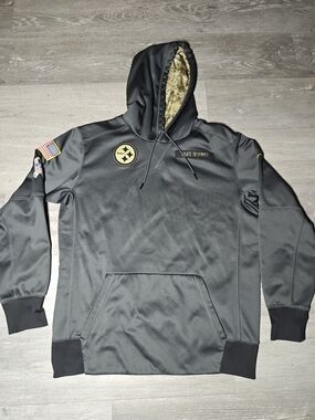 Pittsburgh Steelers Hoodie Sweatshirt Mens L Green Nike NFL Salute to Service